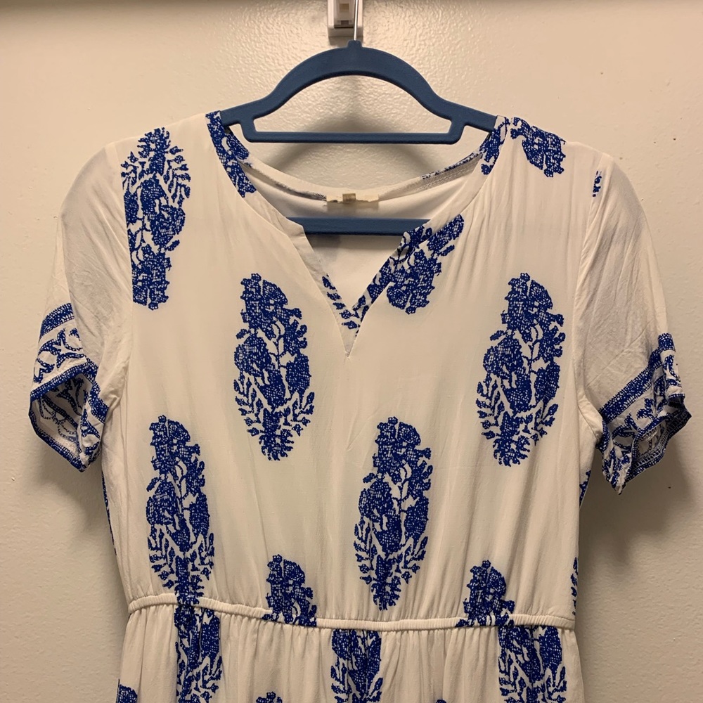 Tea & Cup Blue White Elastic Waist Dress - Picture 3 of 7